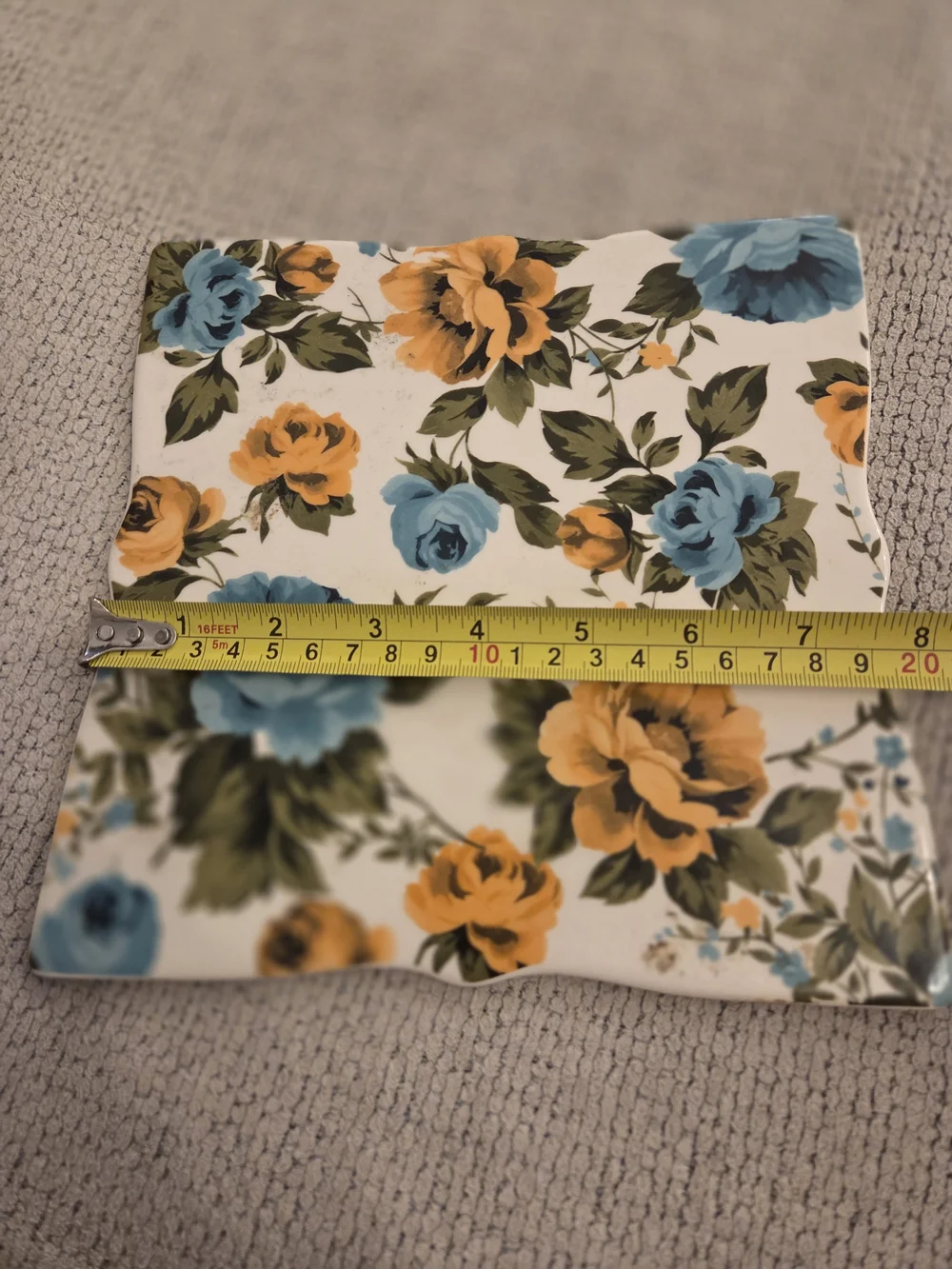 Floral Ceramic Trinket Dish with Yellow and Blue Roses